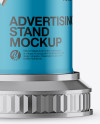 Round Glossy Street Advertising Pillar with Matte Label Mockup - Half Side View