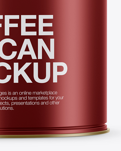 Matte Metallic Coffee Tin Can Mockup - Front View