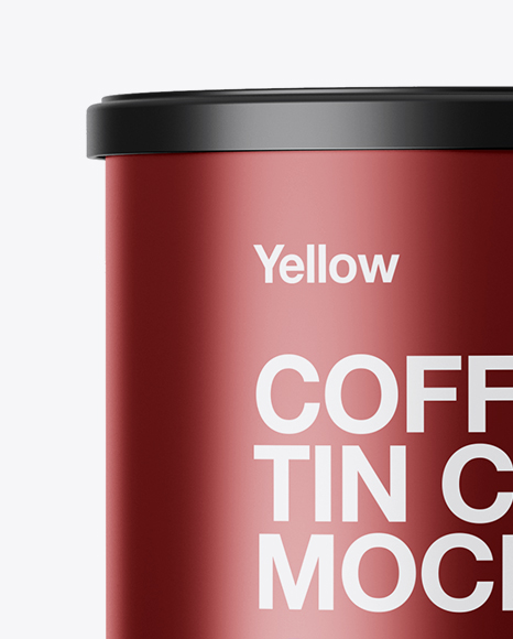 Matte Metallic Coffee Tin Can Mockup - Front View