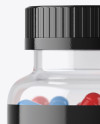 Clear Bottle With Red/Blue Pills Mockup