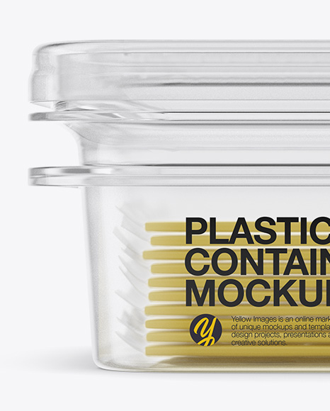 Transparent Container with Wrapped Sliced Cheese Packs Mockup - Front, Side &amp; Top Views