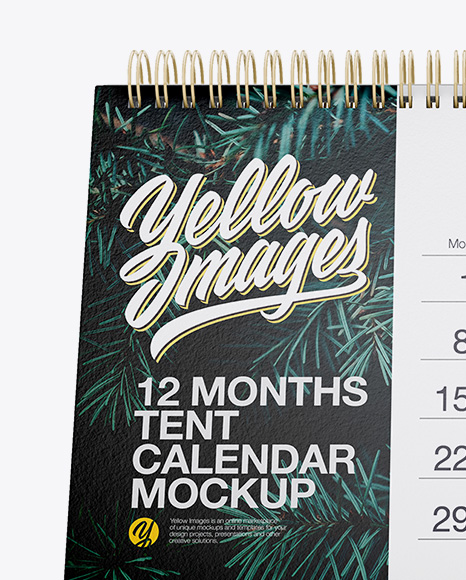 Textured 12 Months Desk Tent Calendar Mockup - Front View