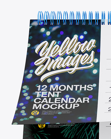 12 Months Desk Tent Calendar Mockup - Front View