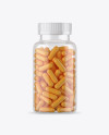 Clear Bottle With Orange Pills Mockup Clear Bottle With Orange Pills Mockup