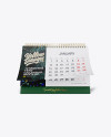 Textured 12 Months Desk Tent Calendar Mockup - Front View