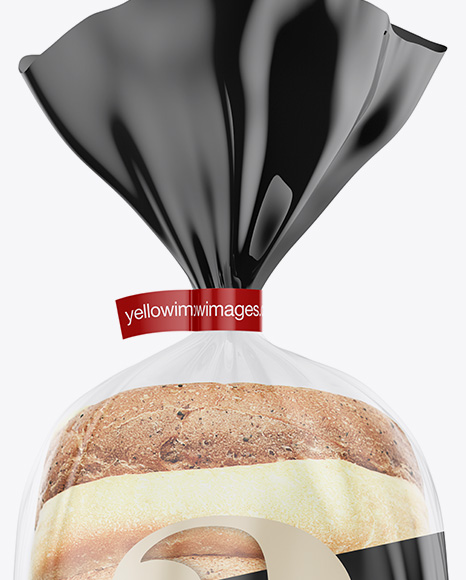 Glossy Transparent Bread Package With Clip Mockup