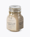 900ml Cesar Sauce Glass Jar w/ Clamp Lid Mockup - Half Side View (High-Angle Shot)