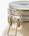 900ml Cesar Sauce Glass Jar w/ Clamp Lid Mockup - Half Side View (High-Angle Shot)