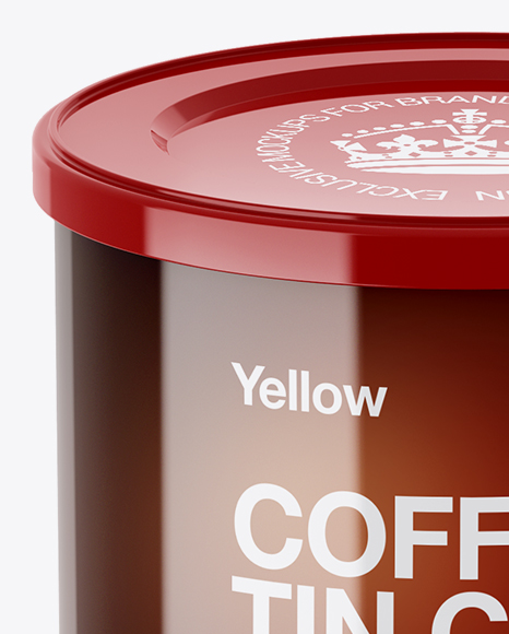 Glossy Coffee Tin Can Mockup (High-Angle Shot)