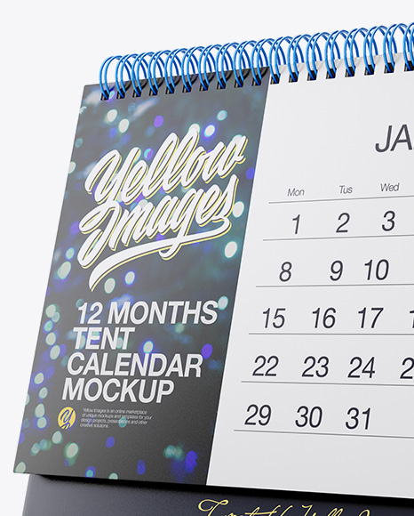 12 Months Desk Tent Calendar Mockup - Half Side View