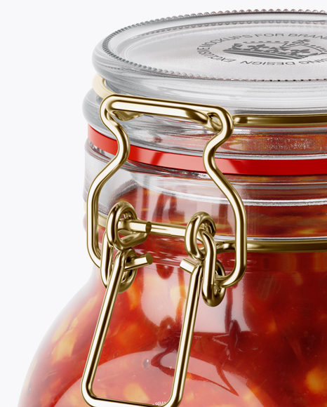 900ml Mexican Beans Glass Jar w/ Clamp Lid Mockup - Half Side View