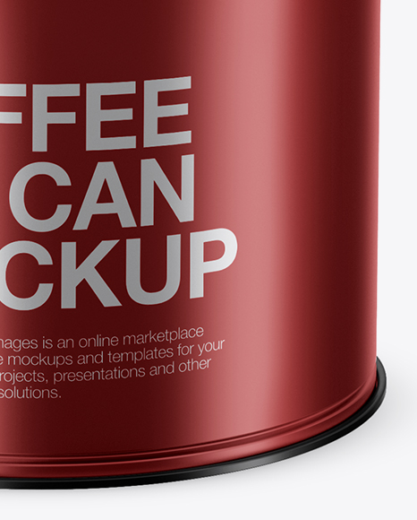 Matte Metallic Coffee Tin Can Mockup (High-Angle Shot)