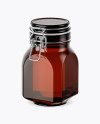 900ml Amber Glass Jar w/ Clamp Lid Mockup - Half Side View