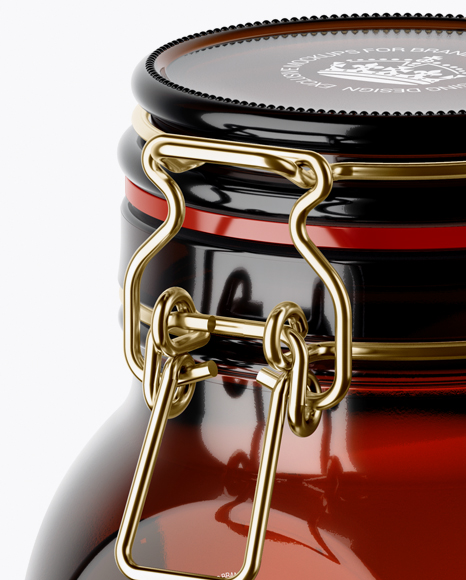 900ml Amber Glass Jar w/ Clamp Lid Mockup - Half Side View