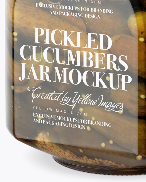 900ml Pickled Cucumbers Glass Jar w/ Clamp Lid Mockup - Half Side View