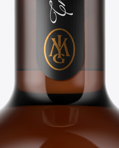 Amber Glass Bottle With Seal Sticker Mockup