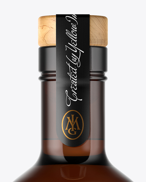 Amber Glass Bottle With Seal Sticker Mockup