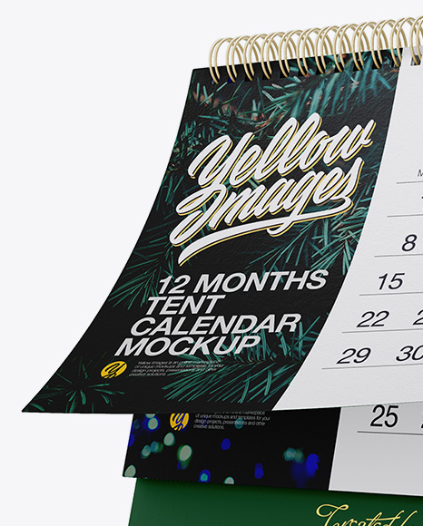 Textured 12 Months Desk Tent Calendar Mockup - Half Side View - Free