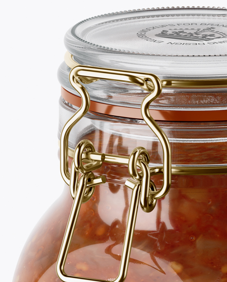 900ml Lecho Sauce Glass Jar w/ Clamp Lid Mockup - Half Side View