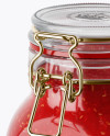 900ml Raspberry Jam Glass Jar w/ Clamp Lid Mockup - Half Side View 900ml Raspberry Jam Glass Jar w/ Clamp Lid Mockup - Half Side View