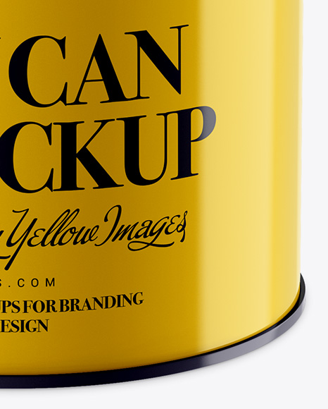 Glossy Tin Can Mockup - Half Side View