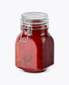 900ml Strawberry Jam Glass Jar w/ Clamp Lid Mockup - Half Side View