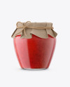 Glass Strawberry Marmalade Jar with Paper Cap Mockup