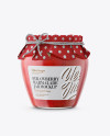 Glass Strawberry Marmalade Jar with Paper Cap Mockup