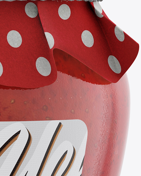 Glass Strawberry Marmalade Jar with Paper Cap Mockup