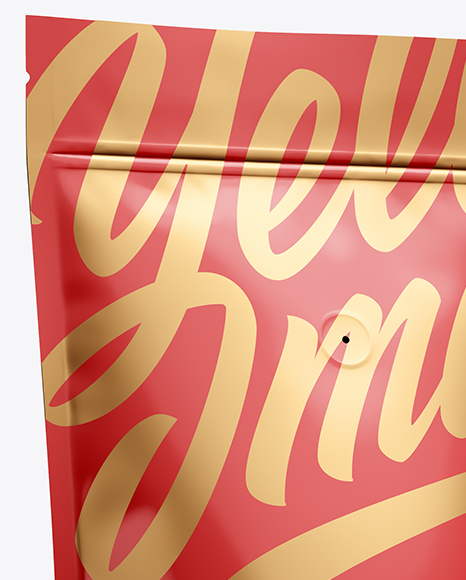 Glossy Coffee Bag W/ Valve Mockup - Half Side View Glossy Coffee Bag W/ Valve Mockup - Half Side View