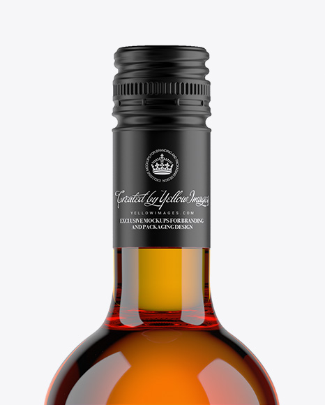 Clear Glass Bottle With Cognac Bottle Mockup Clear Glass Bottle With Cognac Bottle Mockup