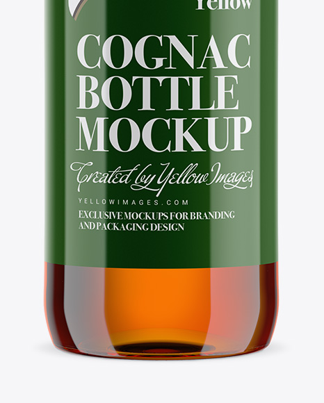 Clear Glass Bottle With Cognac Bottle Mockup Clear Glass Bottle With Cognac Bottle Mockup