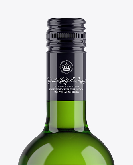 Green Bottle With Whisky Mockup