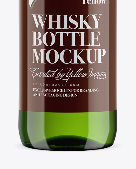 Green Bottle With Whisky Mockup Green Bottle With Whisky Mockup