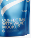 Matte Metallic Coffee Bag W/ Valve Mockup - Half Side View