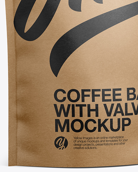 Paper Coffee Bag W/ Valve Mockup - Half Side View