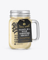 Opened Mason Jug with Banana Smoothie Mockup