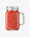 Opened Mason Jug with Watermelon Smoothie Mockup