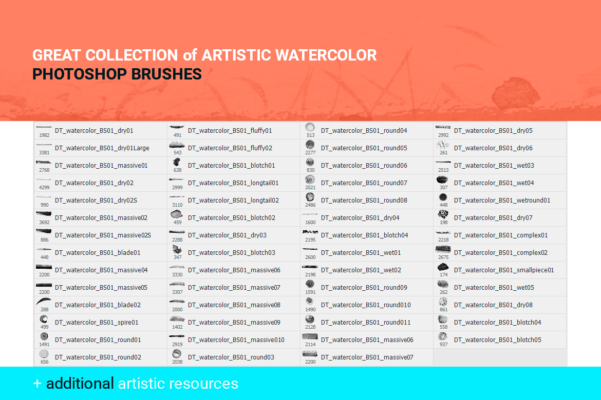 Watercolor art brushes for Photoshop Watercolor art brushes for Photoshop