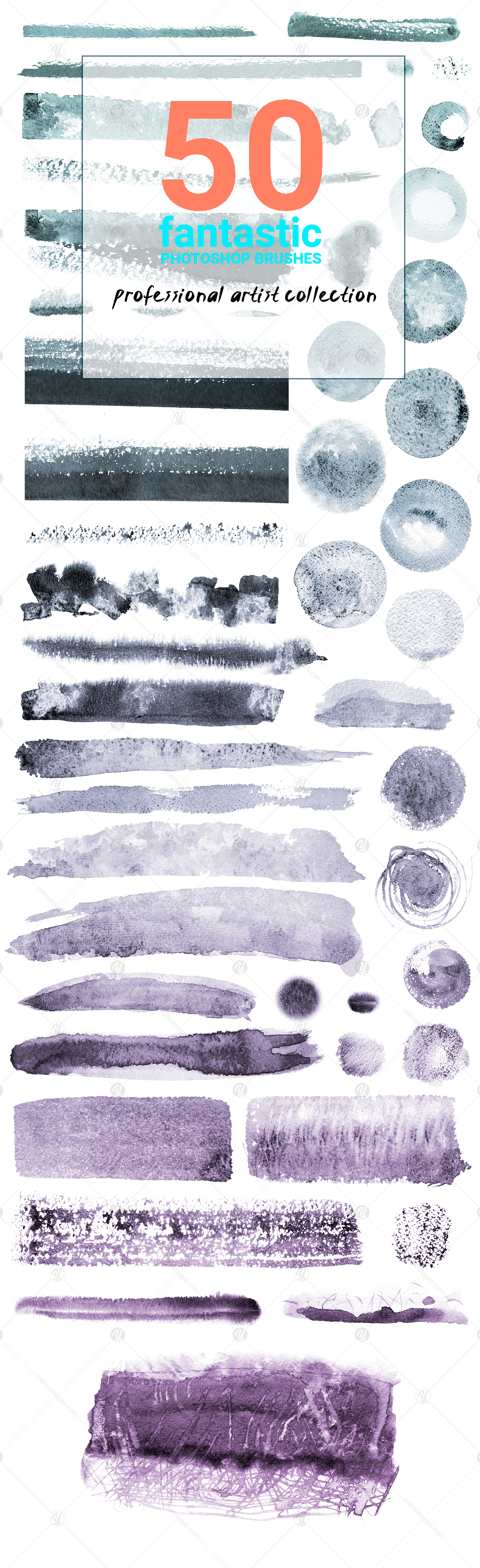 Watercolor art brushes for Photoshop