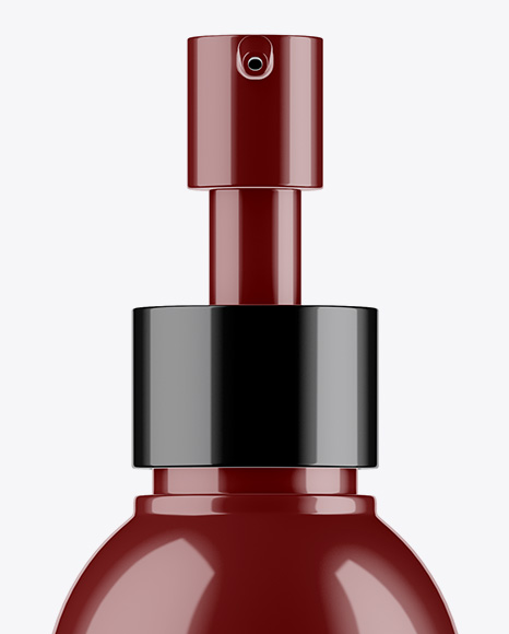 Glossy Cosmetic Bottle With Pump Mockup - Front View Glossy Cosmetic Bottle With Pump Mockup - Front View