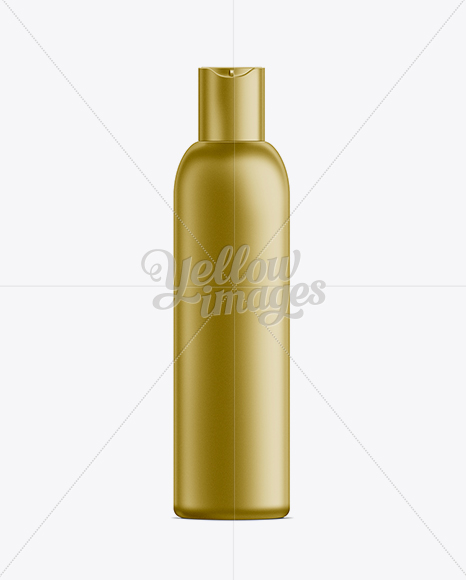 Gold Plastic Cosmetic Bottle with Lid - 200 ml - Free Download Images