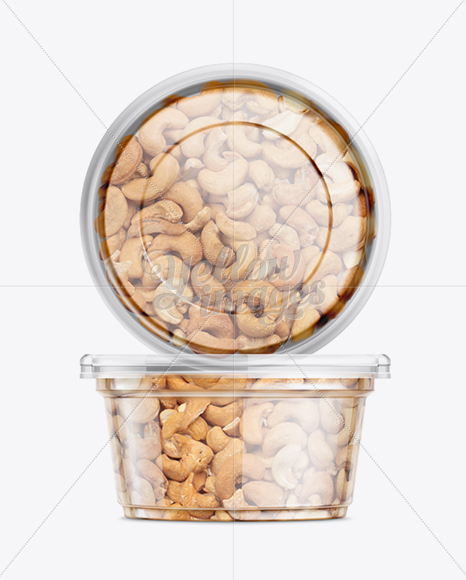 200g Clear Plastic Food Container w/ Cashew Mockup