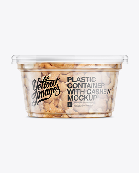 200g Clear Plastic Food Container w/ Cashew Mockup