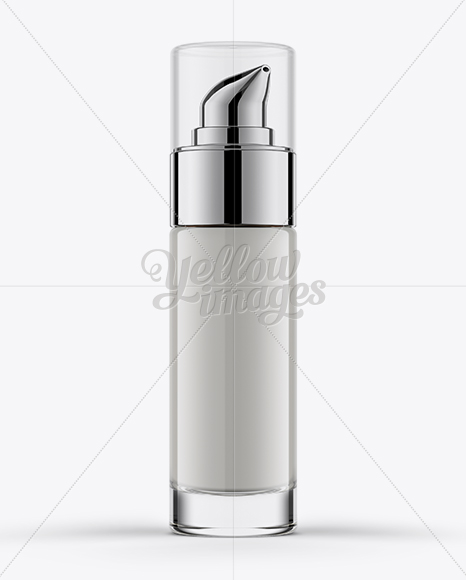 30ml Cosmetic Bottle w/ Chrome Dispenser Pump Mockup