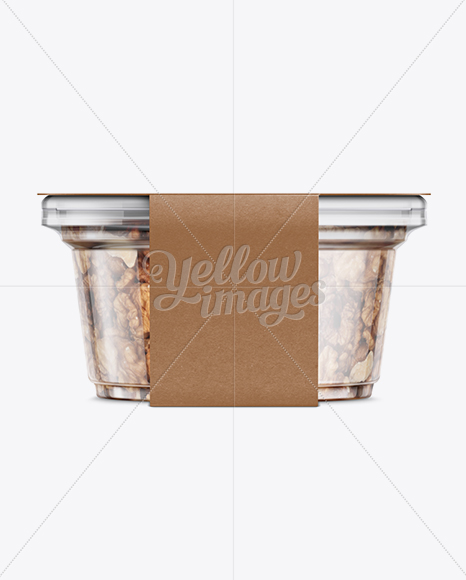 200g Clear Plastic Food Container w/ Walnuts Mockup