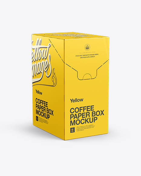 Coffee Paper Box Mockup - Front 3 4 View - Coffee+Branding+Mock-Up+Vol.+4