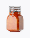 900ml Apricot Jam Glass Jar w/ Clamp Lid Mockup - Half Side View