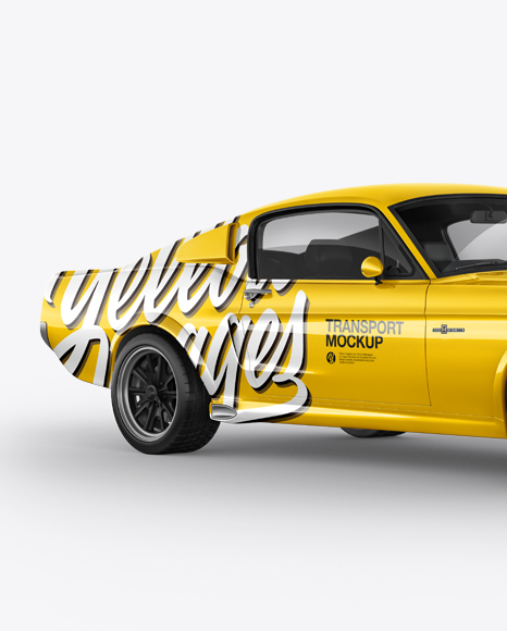 1967 Shelby Mustang GT500 Mockup - Half Side View - Free Download