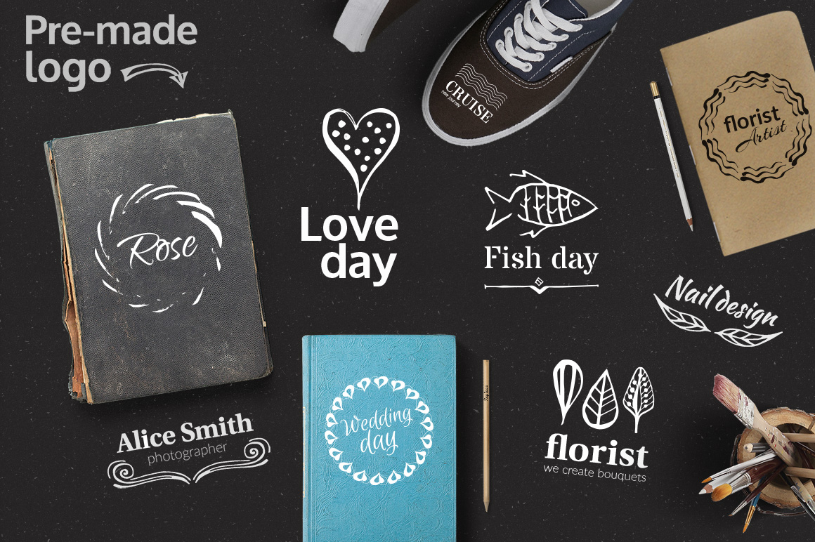 Handsketched elements, logos creator Handsketched elements, logos creator